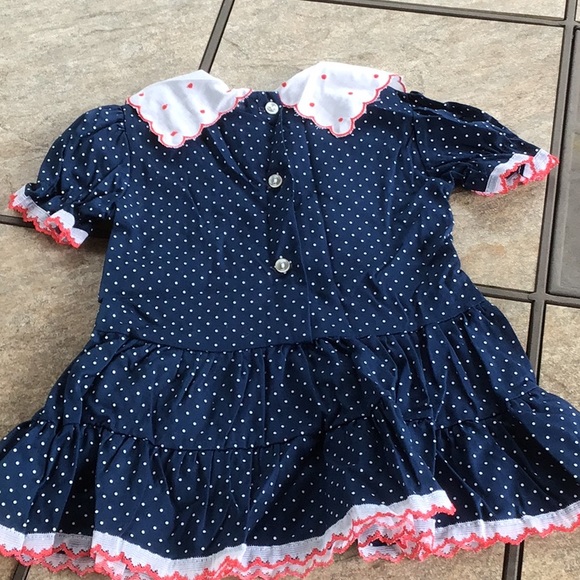 Vintage navy polka dot bib dress - Picture 4 of 4